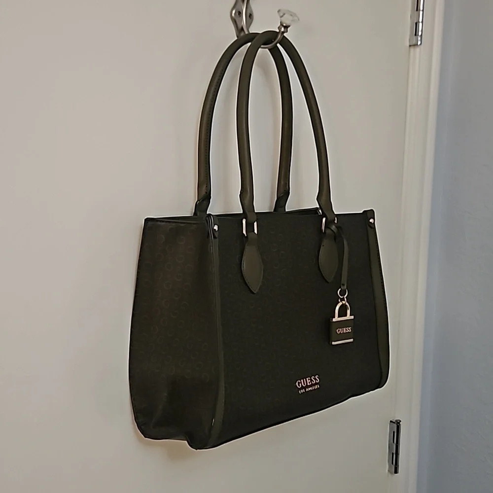 GUESS 1990s Olive Trim Oak Park Logo Tote Handbag